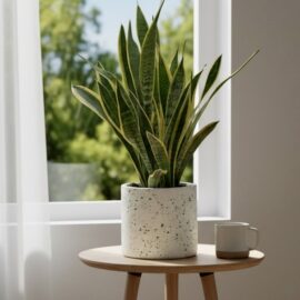 Snake-Plant-in-a-White-Medium-Size-Composite-Pot